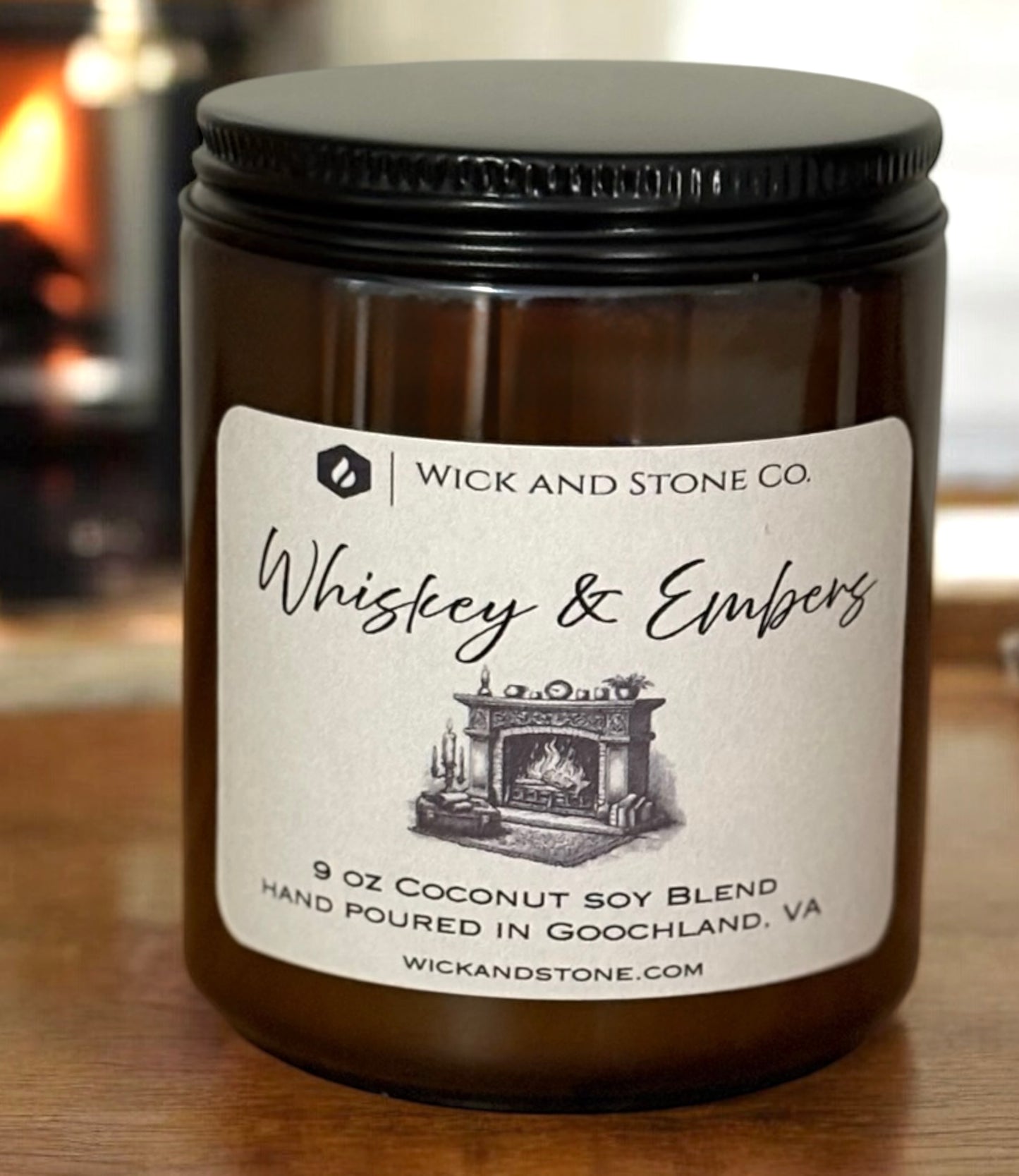Whiskey & Embers 9 oz Soy Coconut Wax Candle