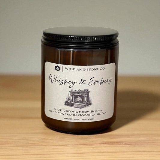 Whiskey & Embers 9 oz Soy Coconut Wax Candle