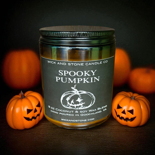 Spooky Pumpkin 9 oz Soy Coconut Candle- Black or White label